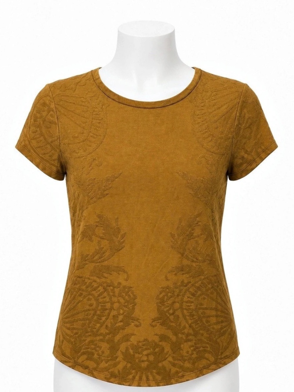 Simply Vera Wang Floral Short Sleeve Tee in Brown Size Small Like New